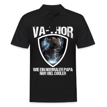 Papa Vathor Va Thor Vatertag Vatertagsgeschenk - Männer Poloshirt - Schwarz - Vorne - Kai (181cm)