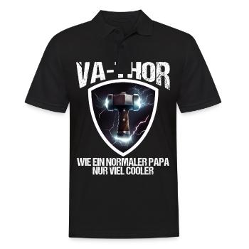 Papa Vathor Va Thor Vatertag Vatertagsgeschenk - Männer Poloshirt - Schwarz - Vorne - Kai (181cm)