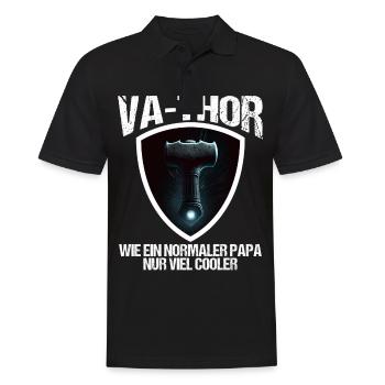 Papa Vathor Va Thor Vatertag Vatertagsgeschenk - Männer Poloshirt - Schwarz - Vorne - Kai (181cm)