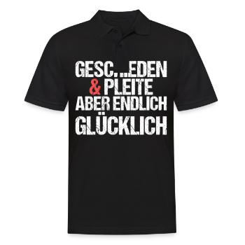 Geschieden und Pleite aber endlich glücklich - Männer Poloshirt - Schwarz - Vorne - Kai (181cm)