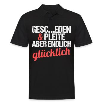 Geschieden und Pleite aber endlich glücklich - Männer Poloshirt - Schwarz - Vorne - Kai (181cm)