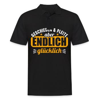 Geschieden und Pleite aber endlich glücklich - Männer Poloshirt - Schwarz - Vorne - Kai (181cm)
