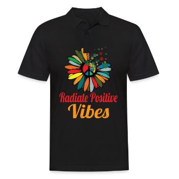 Hippie Peace Sign Peace Flowers Flower Child - Polo Homme - noir - Devant - Kai (181cm)