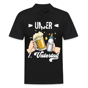 Erster Vatertag - Männer Poloshirt - Schwarz - Vorne - Kai (181cm)