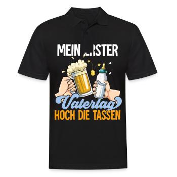 Erster Vatertag - Männer Poloshirt - Schwarz - Vorne - Kai (181cm)