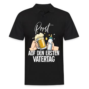Erster Vatertag - Männer Poloshirt - Schwarz - Vorne - Kai (181cm)