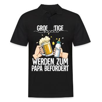 Großartige Männer Werden Zum Papa Befördert - Männer Poloshirt - Schwarz - Vorne - Kai (181cm)