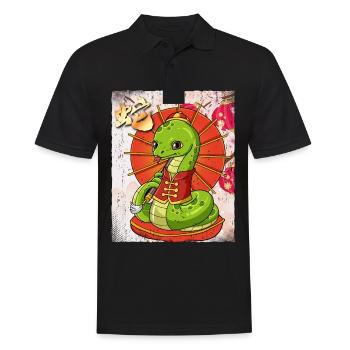 Année du Serpent Nouvel An lunaire chinois - Polo Homme - noir - Devant - Kai (181cm)