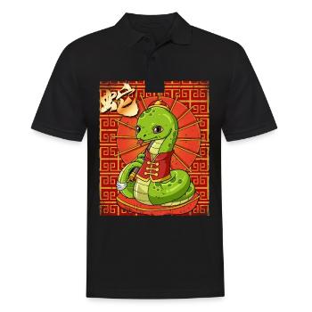 Année du Serpent Nouvel An lunaire chinois - Polo Homme - noir - Devant - Kai (181cm)