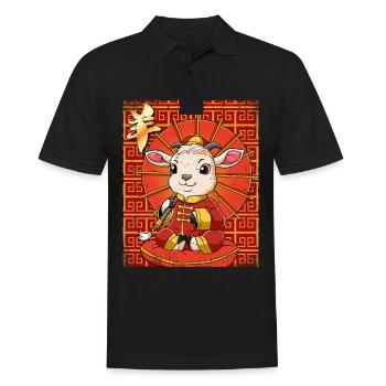 Année de la chèvre Nouvel An lunaire chinois - Polo Homme - noir - Devant - Kai (181cm)