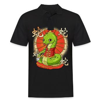 Année du Serpent Nouvel An lunaire chinois - Polo Homme - noir - Devant - Kai (181cm)