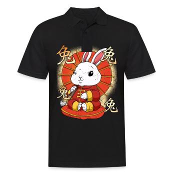 Année du Lièvre Nouvel An lunaire chinois - Polo Homme - noir - Devant - Kai (181cm)