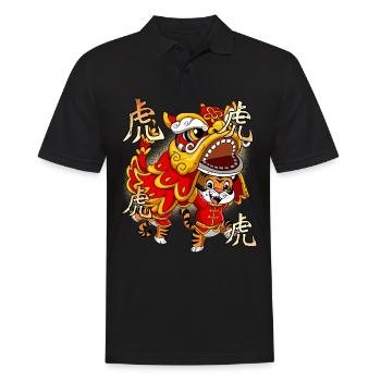 Année du Tigre Nouvel An lunaire chinois - Polo Homme - noir - Devant - Kai (181cm)