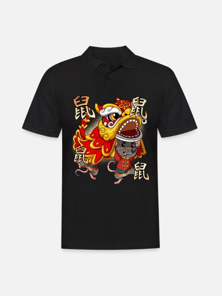 Jahr Der Ratte Mondneujahrsfest Chinesisches - Männer Poloshirt - Schwarz