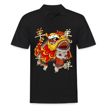 Année de la chèvre Nouvel An lunaire chinois - Polo Homme - noir - Devant - Kai (181cm)