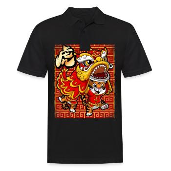 Année du Tigre Nouvel An lunaire chinois - Polo Homme - noir - Devant - Kai (181cm)