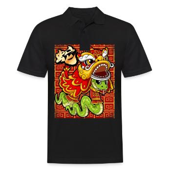 Année du Serpent Nouvel An lunaire chinois - Polo Homme - noir - Devant - Kai (181cm)