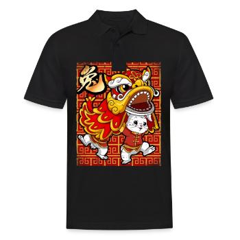 Année du Lièvre Nouvel An lunaire chinois - Polo Homme - noir - Devant - Kai (181cm)