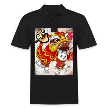 Année du Lapin Nouvel An lunaire Chinois - Polo Homme - noir - Devant - Kai (181cm)