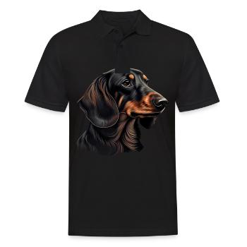 Rauhaardackel Dachshund Hund Hunde Welpe Dackel - Männer Poloshirt - Schwarz - Vorne - Kai (181cm)