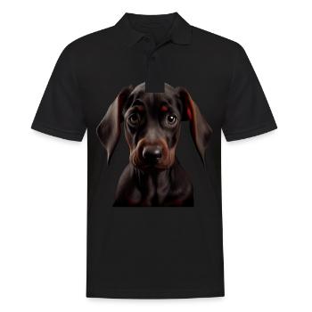 Doberman Dobermans Chien Chiens chiot Doberman - Polo Homme - noir - Devant - Kai (181cm)