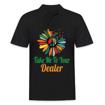 Hippie Peace Zeichen Frieden Blumen Blumenkind - Männer Poloshirt - Schwarz - Vorne - Kai (181cm)