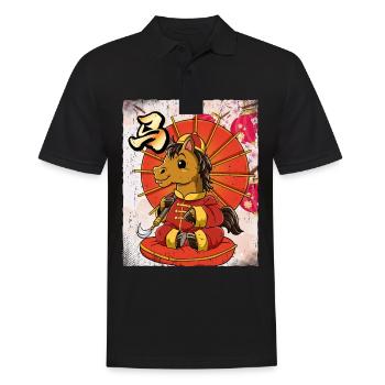 Année du Cheval Nouvel An lunaire chinois - Polo Homme - noir - Devant - Kai (181cm)