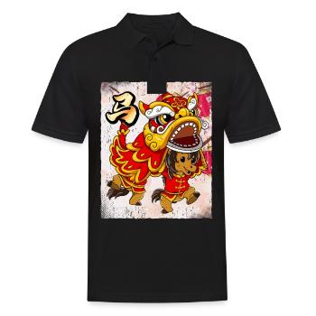 Année du Cheval Nouvel An lunaire chinois - Polo Homme - noir - Devant - Kai (181cm)