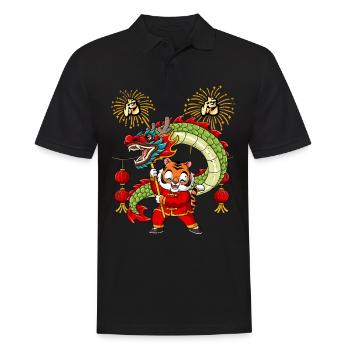 Année du Tigre Nouvel An lunaire chinois - Polo Homme - noir - Devant - Kai (181cm)
