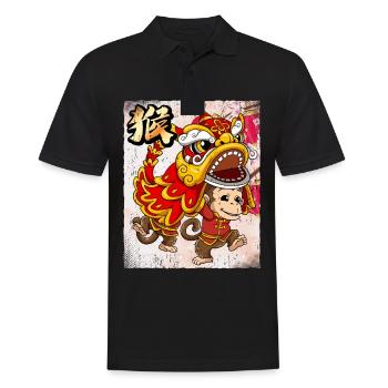 Année du Singe Nouvel An lunaire chinois - Polo Homme - noir - Devant - Kai (181cm)