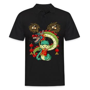 Année du Serpent Nouvel An lunaire chinois - Polo Homme - noir - Devant - Kai (181cm)