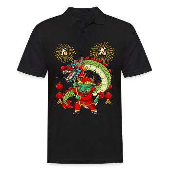 Année du Dragon Nouvel An lunaire chinois - Polo Homme - noir - Devant - Kai (181cm)