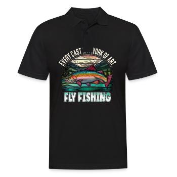 Every Cast is a Work of Art - Fly Fishing - Männer Poloshirt - Schwarz - Vorne - Kai (181cm)