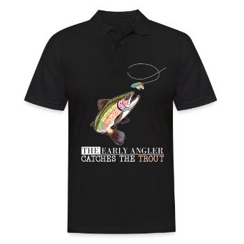 Trout Fishing - The Early Angler Catches the Trout - Männer Poloshirt - Schwarz - Vorne - Kai (181cm)