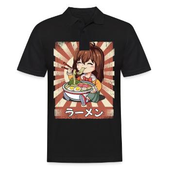 Ramen Anime Mädchen Nudelsuppe Ramen - Männer Poloshirt - Schwarz - Vorne - Kai (181cm)