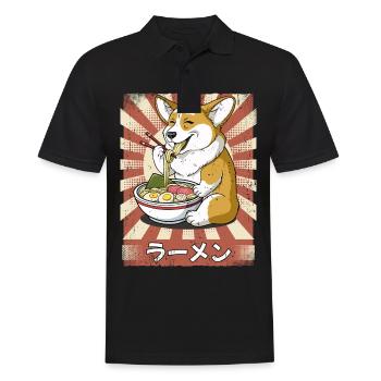 Ramen Corgi Hund Nudelsuppe Ramen - Männer Poloshirt - Schwarz - Vorne - Kai (181cm)