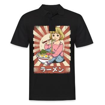 Ramen Girl Noodle Soup Ramen - Polo Homme - noir - Devant - Kai (181cm)