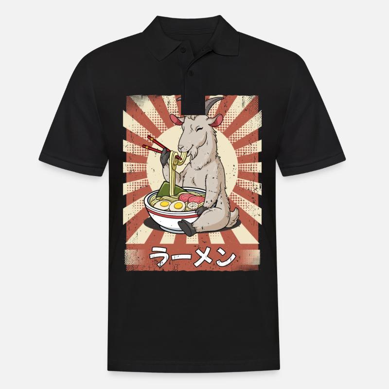 Ramen Ziege Nudelsuppe Ramen - Männer Poloshirt - Schwarz