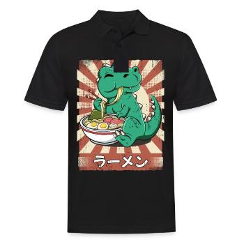 Ramen T-rex Noodle Soup Ramen - Men's Polo Shirt - black - Front - Kai (181cm)