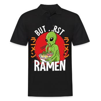 But First Ramen - Männer Poloshirt - Schwarz - Vorne - Kai (181cm)