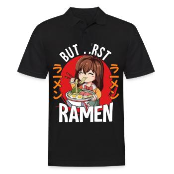 But First Ramen - Männer Poloshirt - Schwarz - Vorne - Kai (181cm)