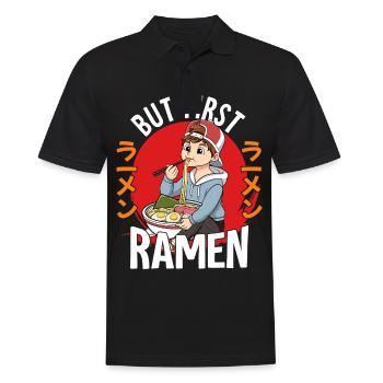 But First Ramen - Männer Poloshirt - Schwarz - Vorne - Kai (181cm)