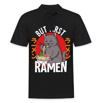But First Ramen - Männer Poloshirt - Schwarz - Vorne - Kai (181cm)