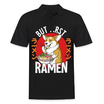 But First Ramen - Männer Poloshirt - Schwarz - Vorne - Kai (181cm)