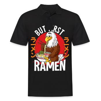 But First Ramen - Männer Poloshirt - Schwarz - Vorne - Kai (181cm)