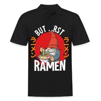 But First Ramen - Männer Poloshirt - Schwarz - Vorne - Kai (181cm)
