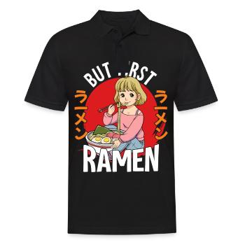 But First Ramen - Männer Poloshirt - Schwarz - Vorne - Kai (181cm)