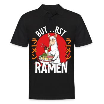 But First Ramen - Männer Poloshirt - Schwarz - Vorne - Kai (181cm)