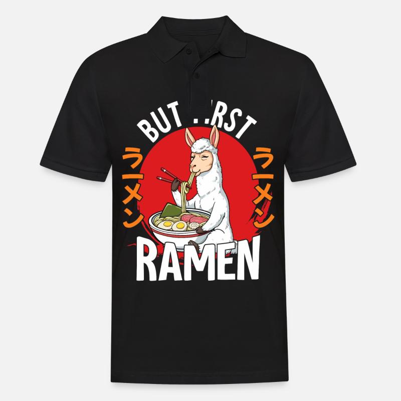 But First Ramen - Männer Poloshirt - Schwarz