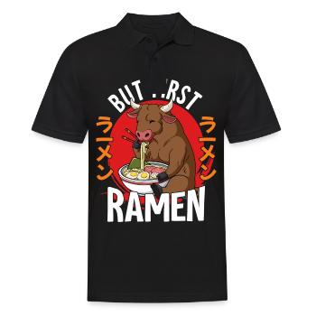 But First Ramen - Männer Poloshirt - Schwarz - Vorne - Kai (181cm)
